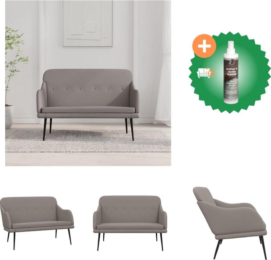 VidaXL Bank Loungebank 110 x 76 x 80 cm Taupe Stof Metalen frame Tuinbank Inclusief Reiniger