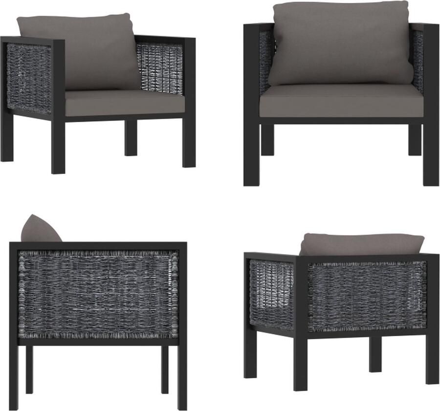VidaXL Bank met kussen sectioneel poly rattan antraciet Sectionele Bank Sectionele Banken Sofa's