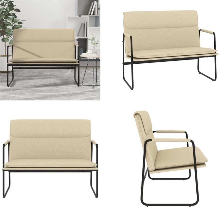 VidaXL Bankje 100x64x80 cm stof crèmekleurig Bankje Bankjes Bank Zitbankje