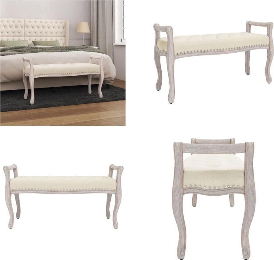 VidaXL Bankje 110x45x60 cm linnen beige Bankje Bankjes Bank Halbankje