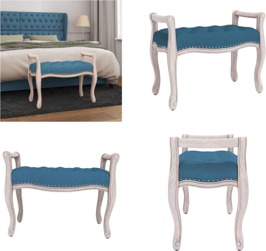 VidaXL Bankje 80x45x60 cm fluweel blauw Bankje Bankjes Bank Halbankje