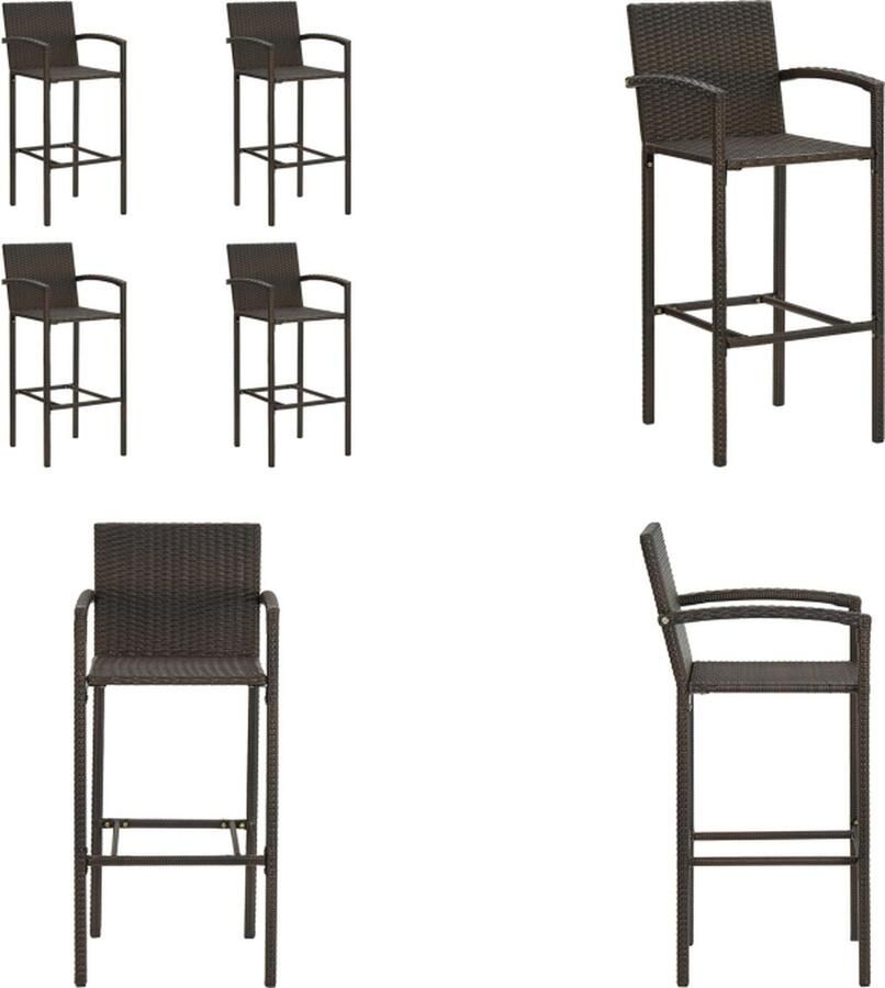 VidaXL Barkrukken 4 st poly rattan bruin Barkruk Barkrukken Barstoel