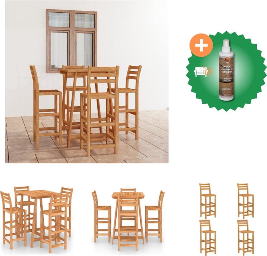VidaXL Barset Acaciahout 4 krukken Massief Natuurlijke olieafwerking Weerbestendig Tuinset Inclusief Houtreiniger en verfrisser
