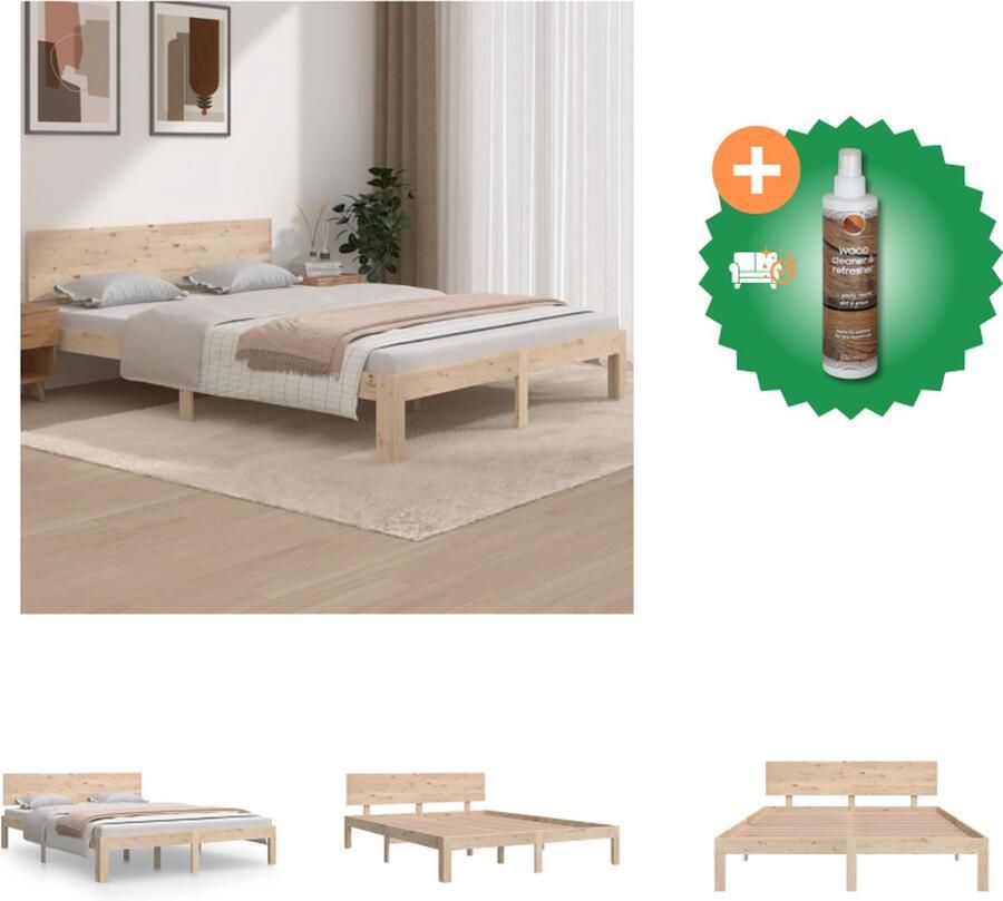 VidaXL Bedframe massief hout 150x200 cm 5FT King Size Bed Inclusief Houtreiniger en verfrisser
