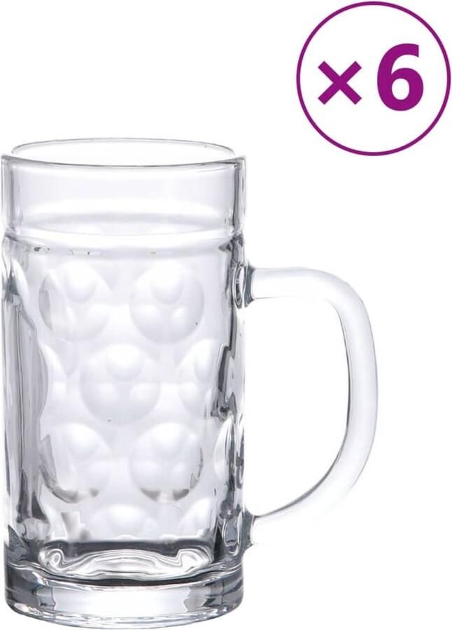 VidaXL Bierpullen met handvat 6 st 500 ml glas