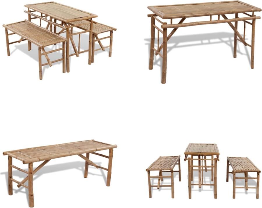 VidaXL -Biertafel-met-2-bankjes-100-cm-bamboe Kinderpicknicktafel Kinderpicknicktafels Picknicktafel Picknicktafels