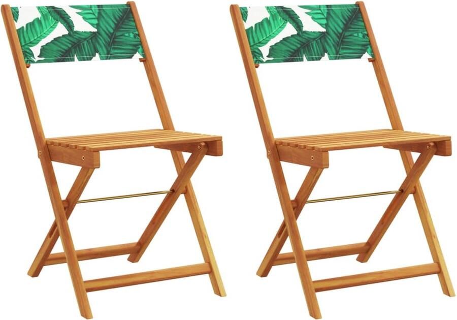 VidaXL Bistrostoelen 2 st bladpatroon massief acaciahout en stof