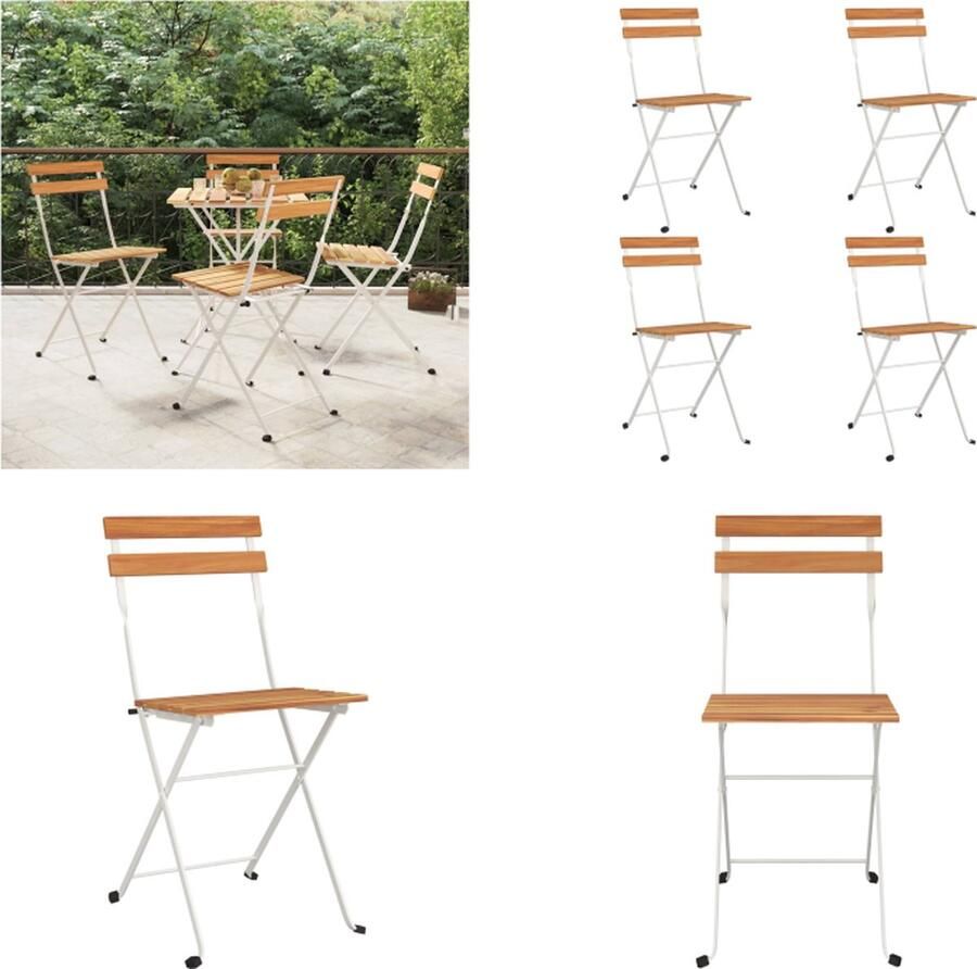 VidaXL Bistrostoelen 4 st inklapbaar massief acaciahout en staal Inklapbare Bistrostoel Inklapbare Bistrostoelen Bistrostoel Tuinmeubel