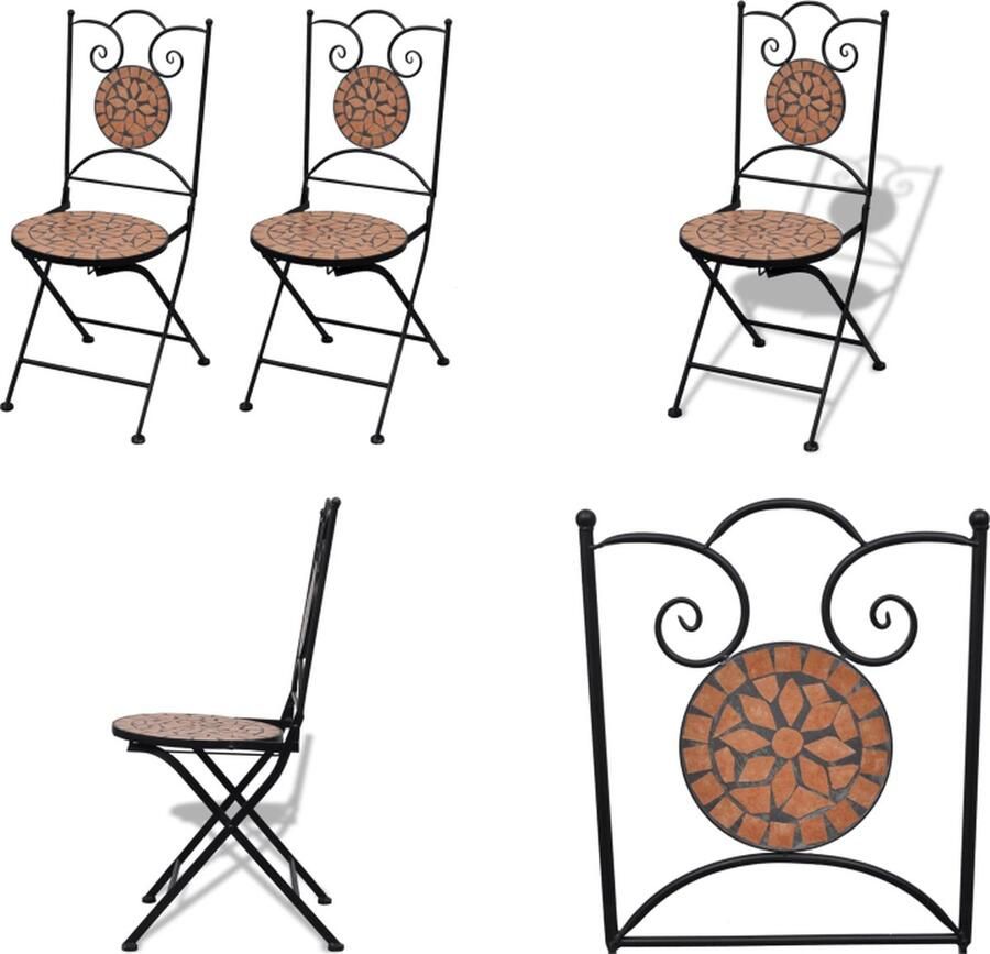 VidaXL Bistrostoelen inklapbaar 2 st keramiek terracottakleurig Tuin Eetstoel Tuin Eetstoelen Tuinstoel Tuinstoelen