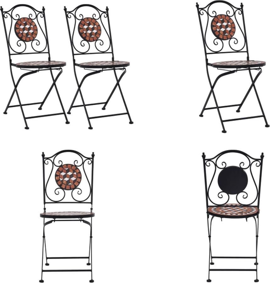 VidaXL Bistrostoelen mozaïek 2 st keramiek bruin Tuinstoel Tuinstoelen Mozaïekstoel Mozaïekstoelen