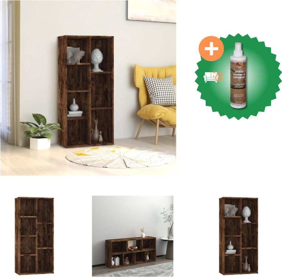 VidaXL Boekenkast 50x25x106 cm gerookt eikenkleurig Kast Inclusief Houtreiniger en verfrisser