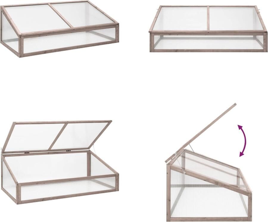 VidaXL Broeikas 110x58-5x39 cm vurenhout grijs Kas Kassen Broeikas Plantenkas