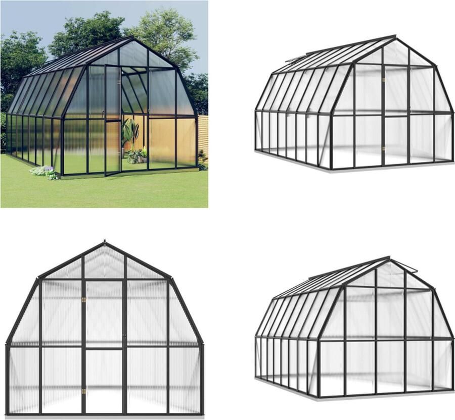 VidaXL Broeikas met basisframe 12-63 m² aluminium antracietkleurig Broeikas Broeikassen Tuinschuur Tuinhuis
