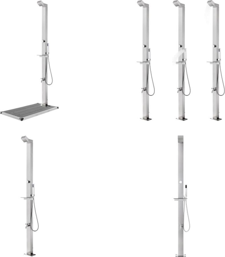 VidaXL Buitendouche met grijze basis 225 cm roestvrij staal Tuindouche Tuindouches Buitendouche Buitendouches