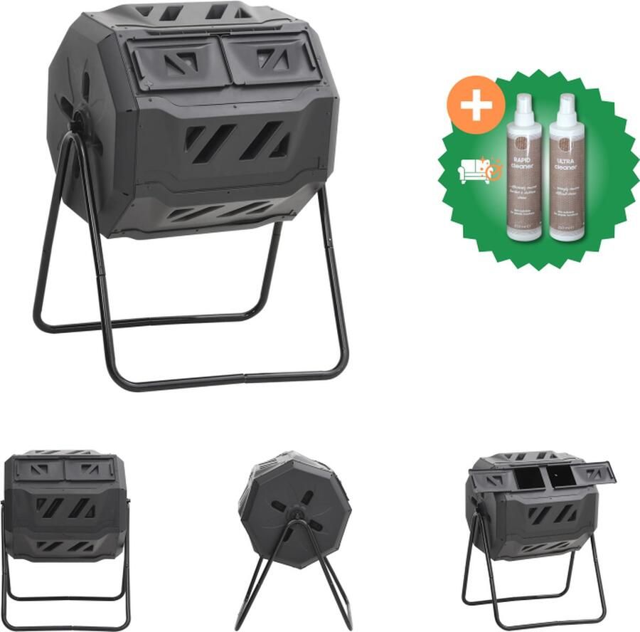 VidaXL Compostbak 160 L 73x64x95 zwart Compostbak Inclusief Onderhoudsset