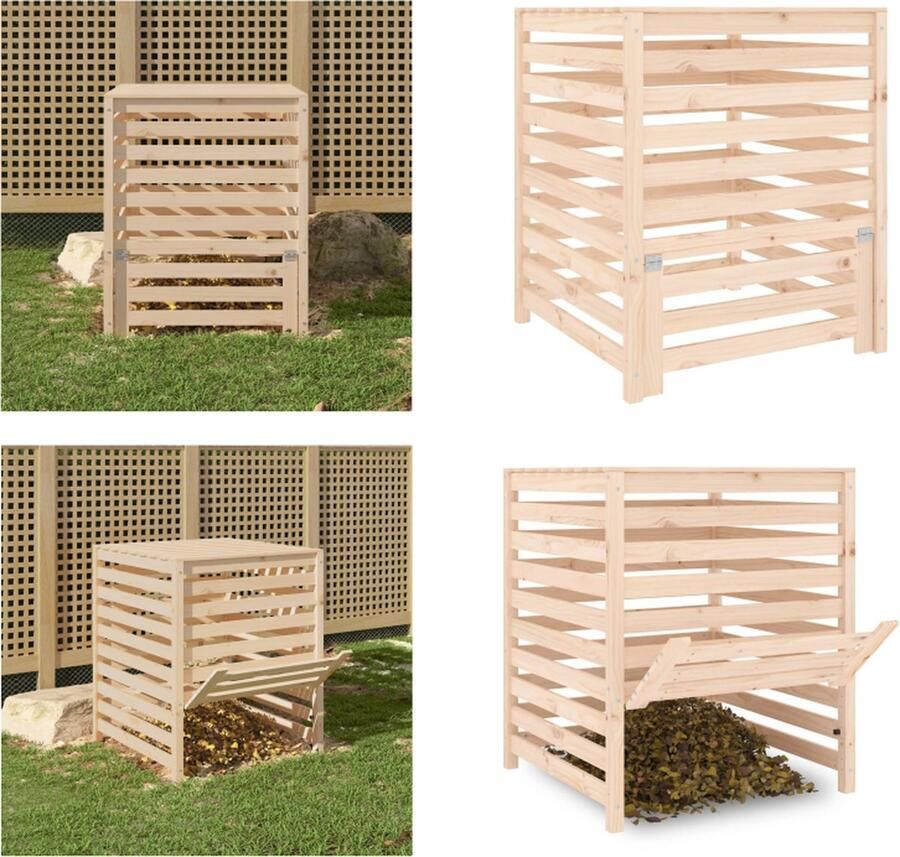 VidaXL Compostbak 82-5x82-5x99-5 cm massief grenenhout Compostbak Compostbakken Composter Tuincompostbak