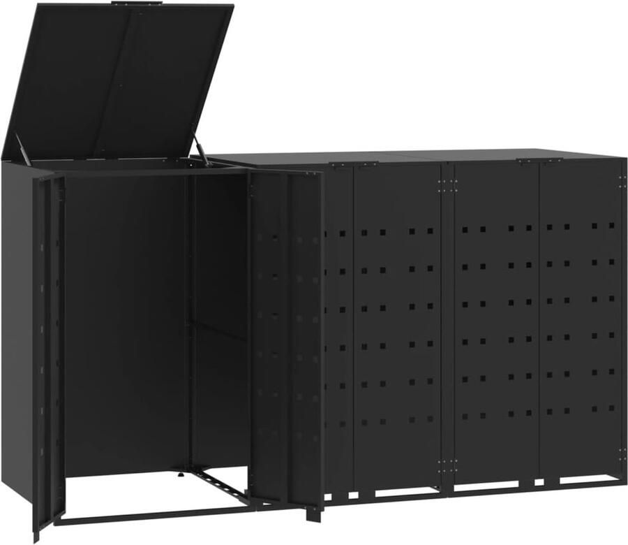 VidaXL Containerberging voor 3 containers 207x79x117 cm staal zwart