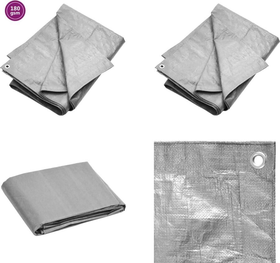 VidaXL Dekzeil 180 g m² 8x8 m HDPE grijs Dekzeil Dekzeilen Tarp Grondzeil