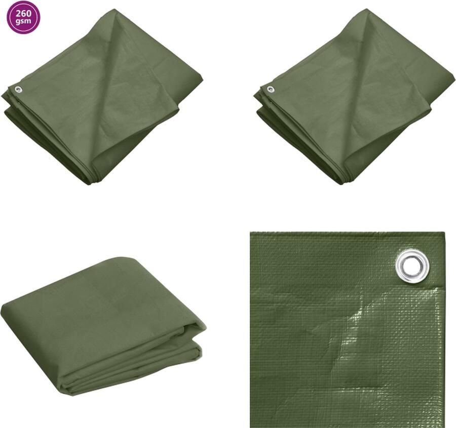 VidaXL Dekzeil 260 g m² 3x4 m HDPE groen Dekzeil Dekzeilen Tarp Grondzeil