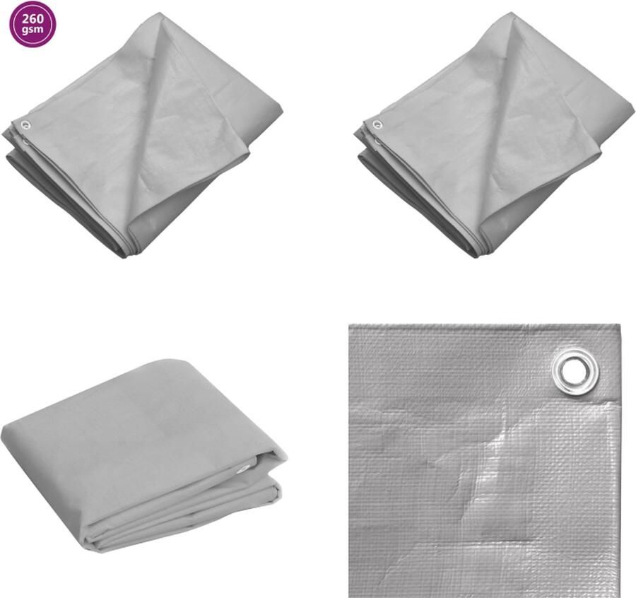 VidaXL Dekzeil 260 g m² 8x12 m HDPE grijs Dekzeil Dekzeilen Tarp Grondzeil