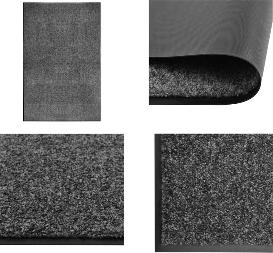 VidaXL Deurmat wasbaar 120x180 cm antraciet Mat Matten Deurmat Deurmatten