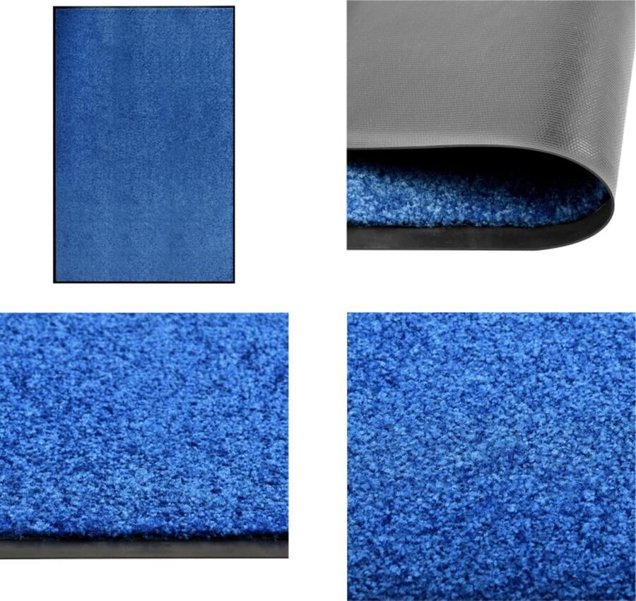 VidaXL Deurmat wasbaar 120x180 cm blauw Mat Matten Deurmat Deurmatten