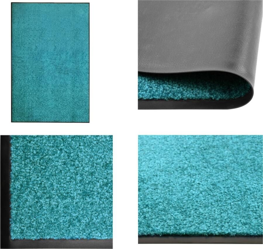 VidaXL Deurmat wasbaar 120x180 cm cyaan Mat Matten Deurmat Deurmatten