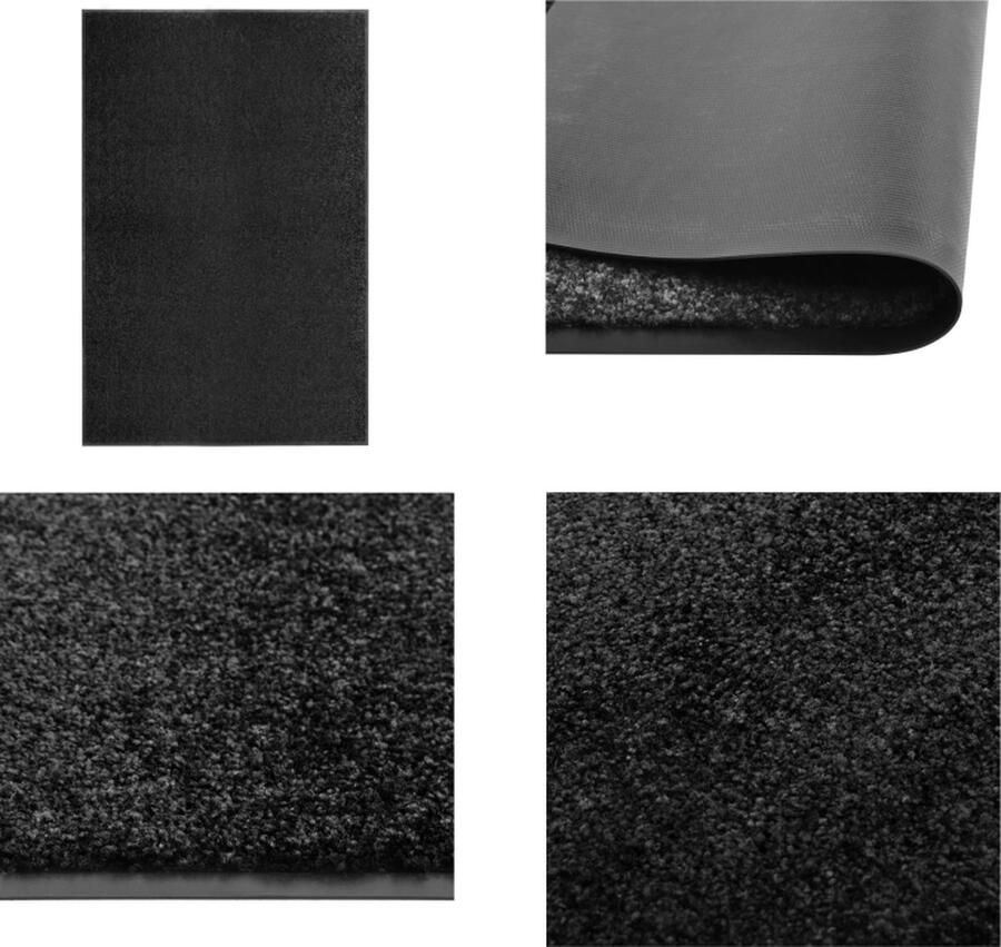 VidaXL Deurmat wasbaar 120x180 cm zwart Mat Matten Deurmat Deurmatten