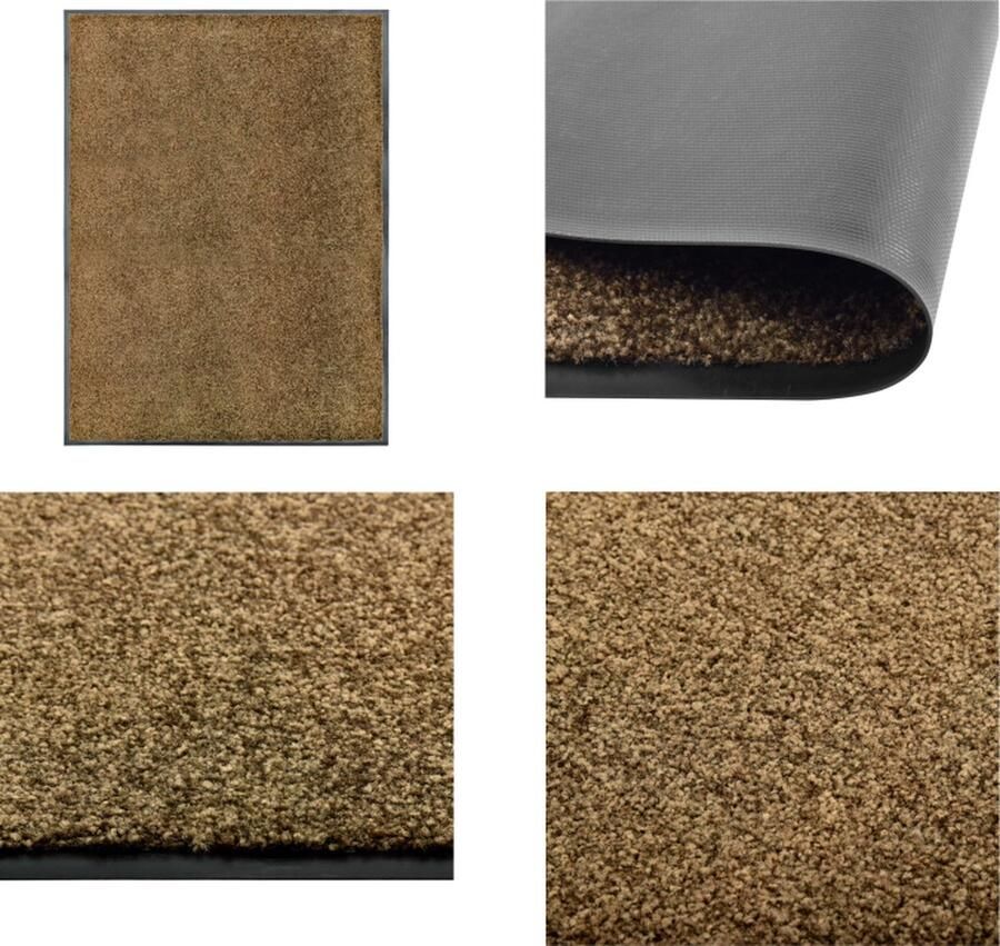 VidaXL Deurmat wasbaar 90x120 cm bruin Mat Matten Deurmat Deurmatten