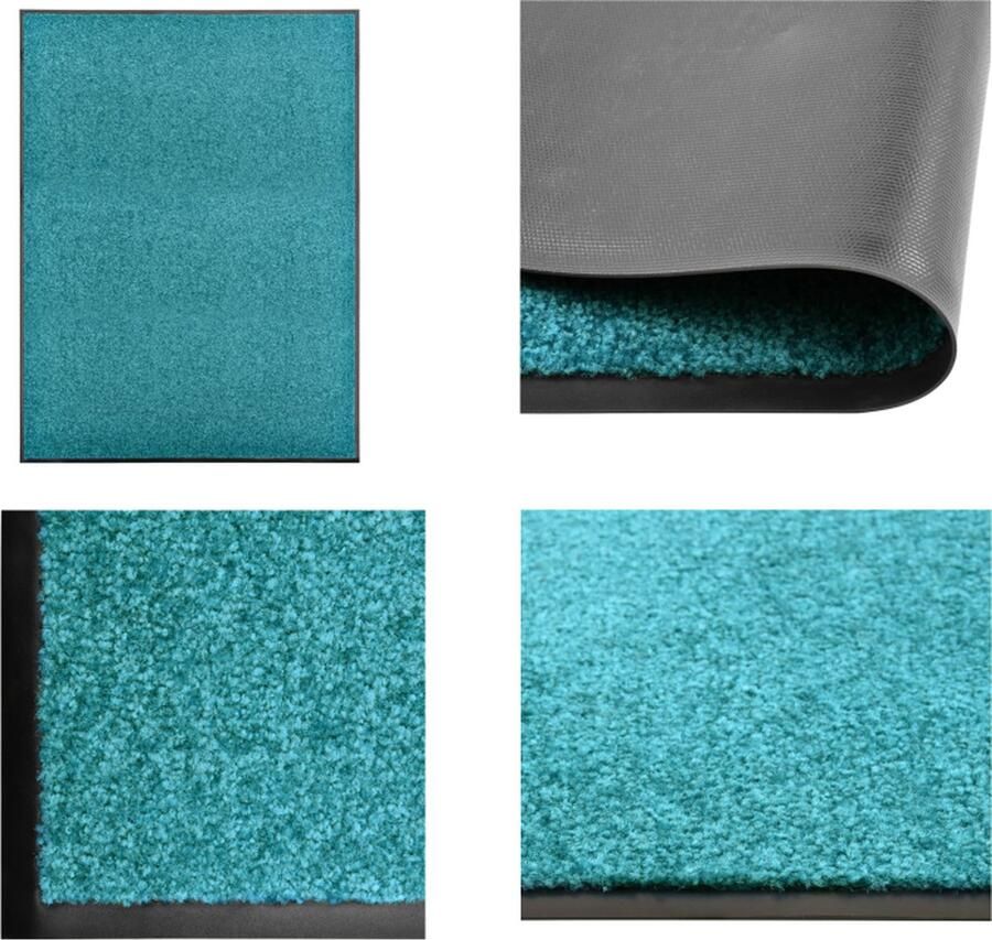 VidaXL Deurmat wasbaar 90x120 cm cyaan Mat Matten Deurmat Deurmatten