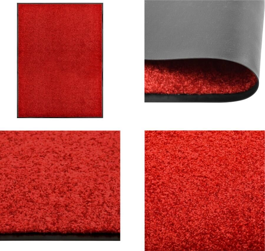 VidaXL Deurmat wasbaar 90x120 cm rood Mat Matten Deurmat Deurmatten
