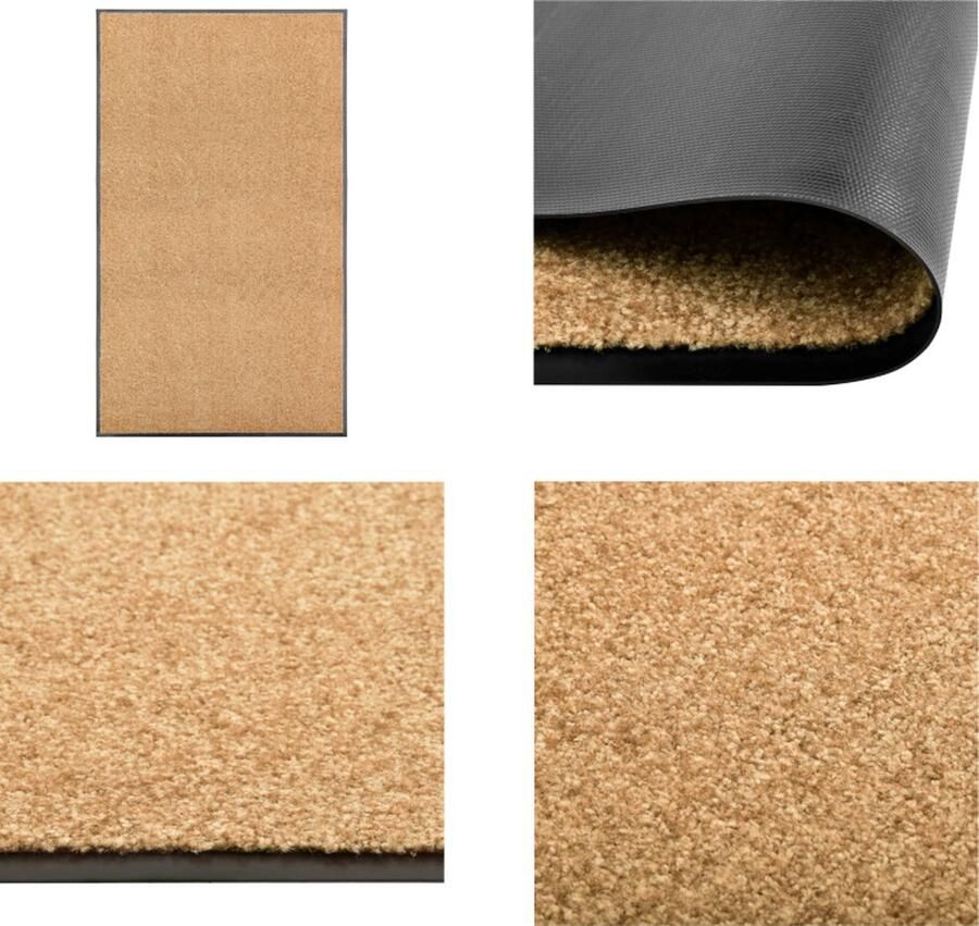 VidaXL Deurmat wasbaar 90x150 cm crème Mat Matten Deurmat Deurmatten