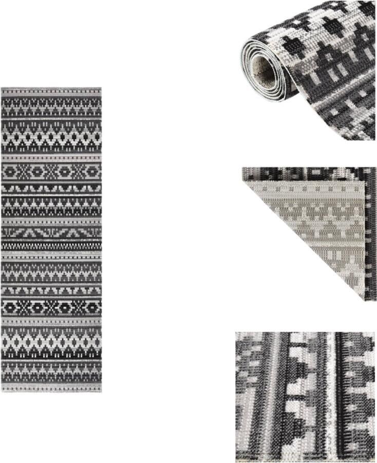 VidaXL Donkergrijs PP Tuinkleed 80 x 250 cm Dubbellaags Jacquard Buitenkeuken