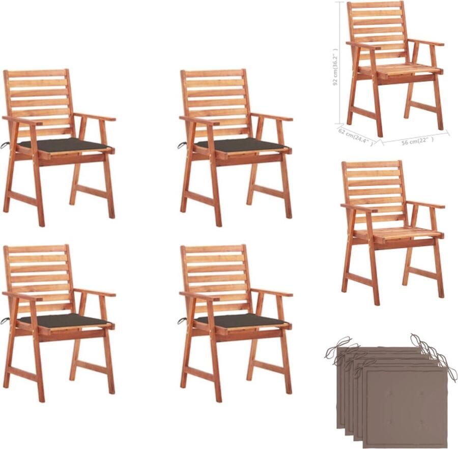 VidaXL Eetkamerstoel Houten Buitenstoelen 56x62x92 cm Massief Acaciahout Tuinstoel