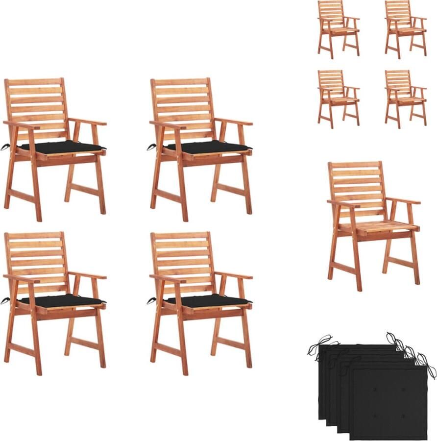 VidaXL Eetstoelenset Massief Acaciahout 56x62x92 cm Rustieke Charme Tuinstoel