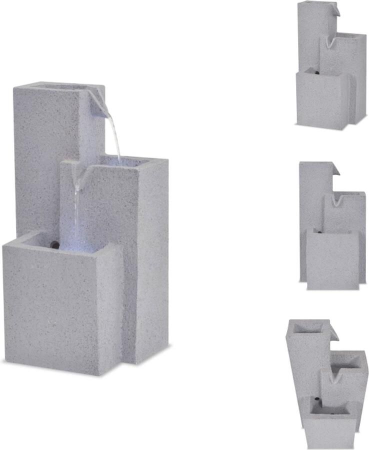 VidaXL Fontein Grijs Polyresin 22.5 x 18 x 40.6 cm LED-verlichting en pomp Fontein