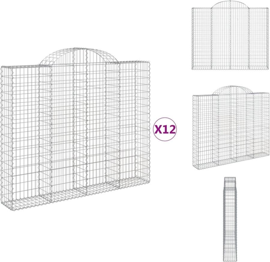 VidaXL Gabion Schanskorf 200 x 30 x 160 180 cm Geluidsisolerend Duurzaam Zilver Gegalvaniseerd ijzer 12 stuks Bloempot