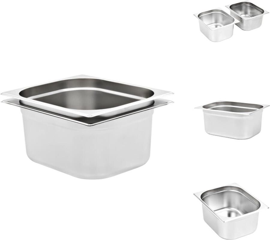 VidaXL Gastronormbakken GN 1 2 325 x 265 x 150 mm Roestvrij staal Gastronormbak