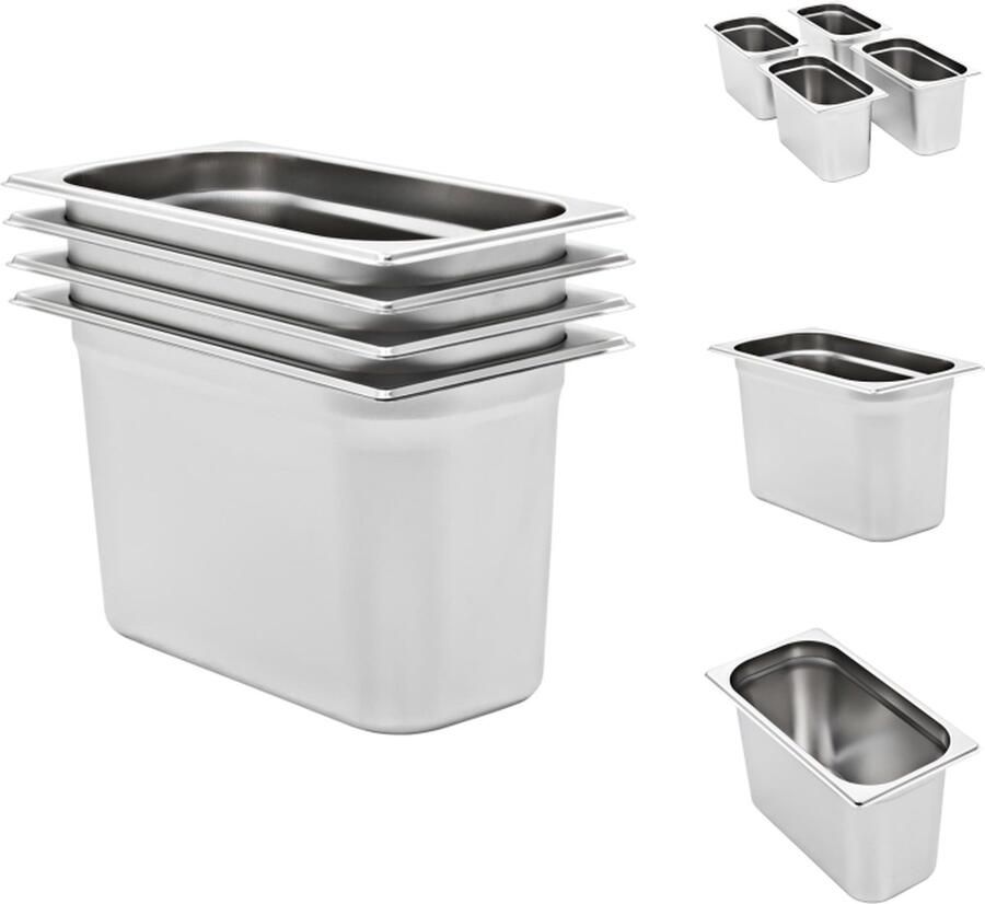 VidaXL Gastronormbakken GN 1 3 325 x 176 x 200 mm roestvrij staal Gastronormbak