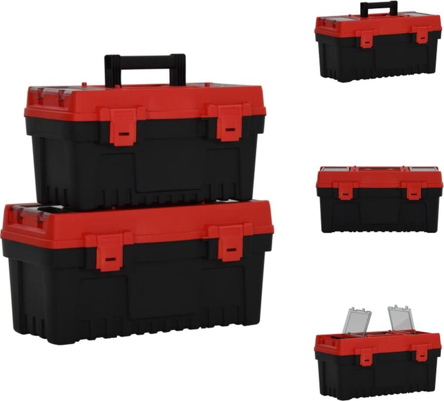 VidaXL Gereedschapskisten 55 x 27.5 x 28.5 cm 47.5 x 26 x 25.5 cm Polypropeen Ergonomisch handvat Gereedschapskoffer