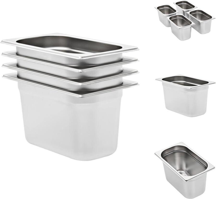 VidaXL GN 1 4 Gastronormbak 265 x 162 x 150 mm RVS Gastronormbak