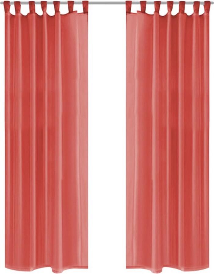 VidaXL -Gordijnen-voile-140x225-cm-rood-2-st