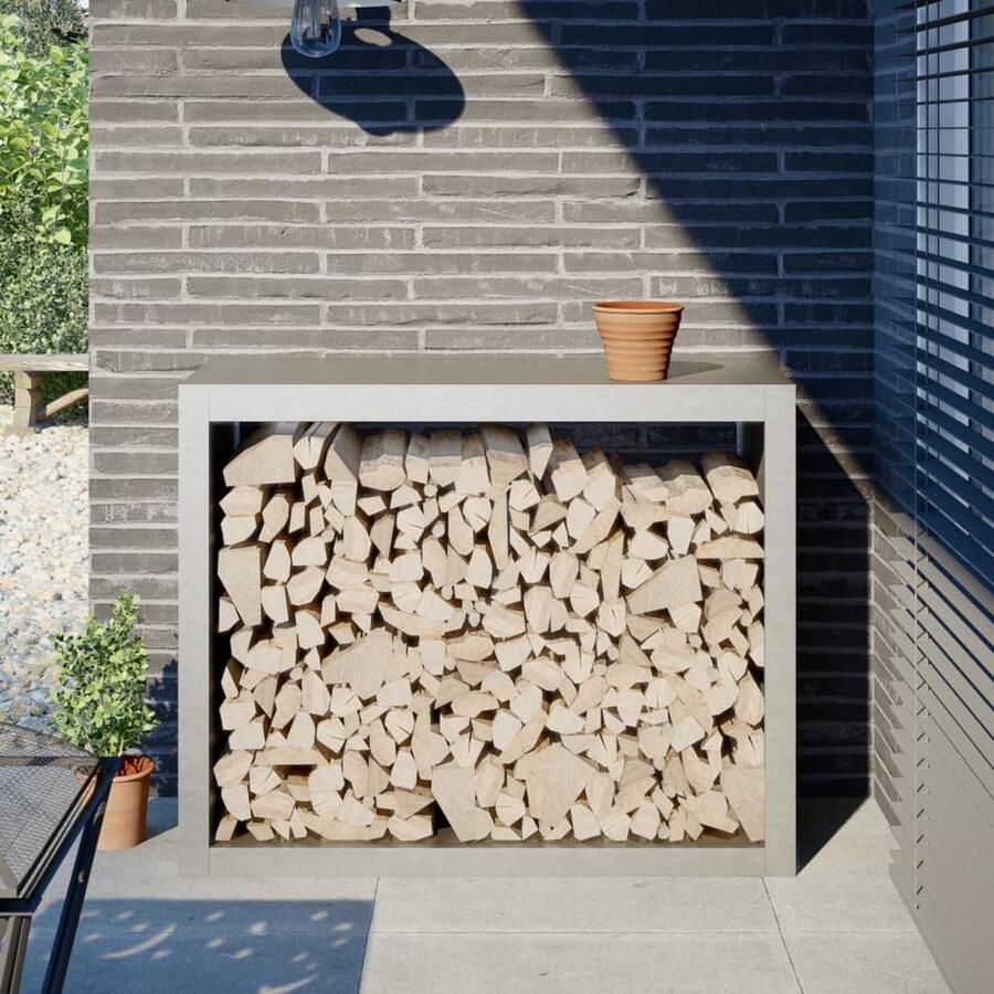 VidaXL Haardhoutrek 100x40x80 cm roestvrij staal