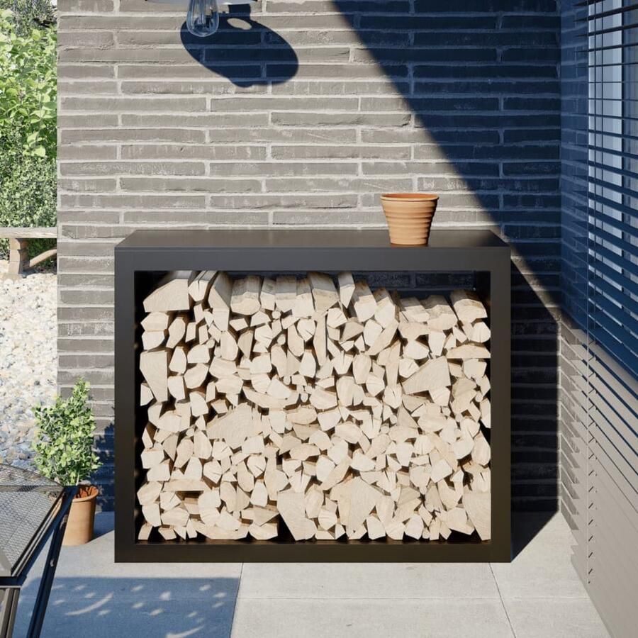VidaXL Haardhoutrek 100x40x80 cm staal zwart