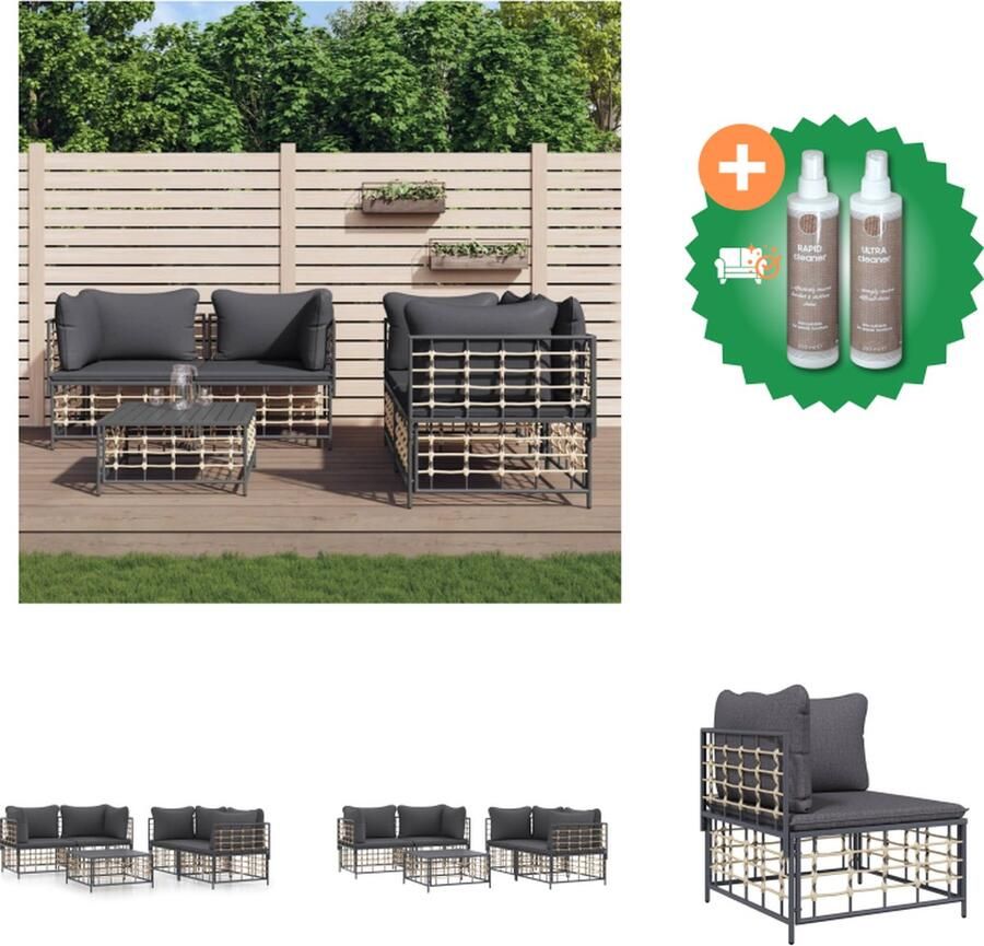 VidaXL Hoekbank Poly Rattan 72 x 72 x 66 cm antraciet weerbestendig Loungebank Inclusief Onderhoudsset