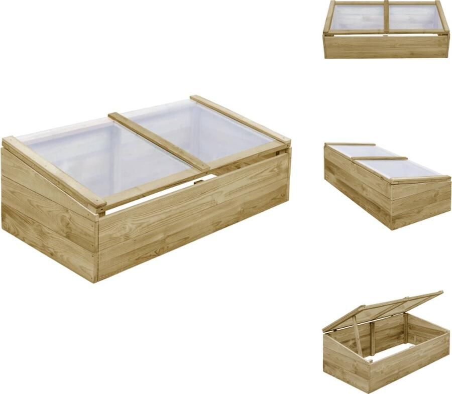 VidaXL Houten kweekbak 100 x 50 x 25 35 cm Met overkapping Kas