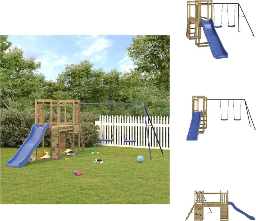 VidaXL Houten Speelset Speeltorens met brug 308x461x169cm Duurzaam materiaal Speeltoestellencombinatie