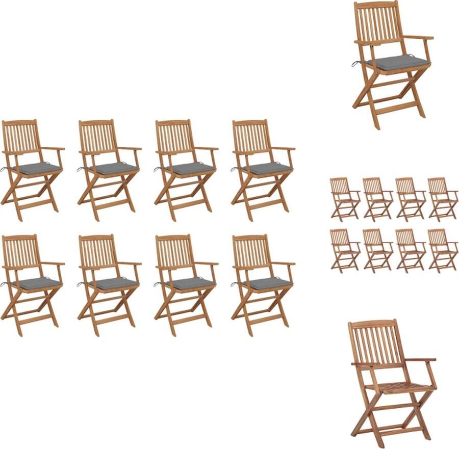VidaXL Houten Stoelenset Klapstoelen Acaciahout Weerbestendig 8 stuks Tuinstoel