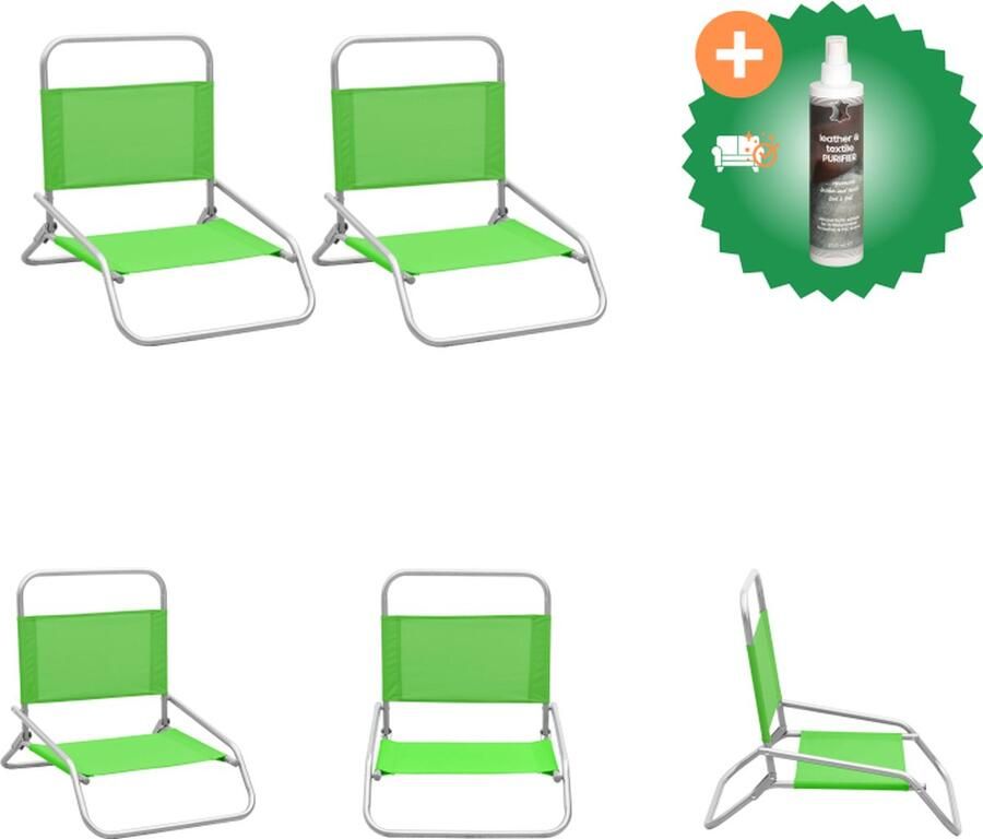 VidaXL Inklapbare Campingstoelenset Strandstoel Groen 51x61x58 cm Tuinstoel Inclusief Reiniger