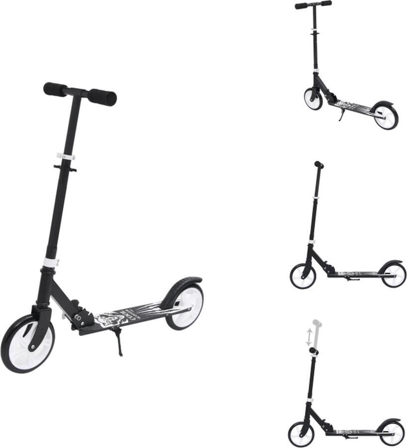 VidaXL Kinderstep Met 2 Wielen Aluminium 200 mm PU-wielen Verstelbaar Stuur Zwart Step